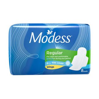 Modess Regular Dry Max Cover Wings Sanitary Napkin  8s