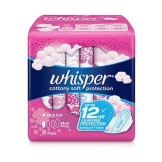 Whisper Regular Cottony 23cm Wings Sanitary Napkin  8s